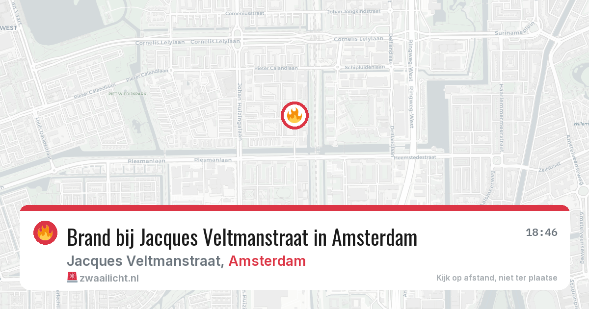 Brand bij Jacques Veltmanstraat in Amsterdam — 18 mei 2026