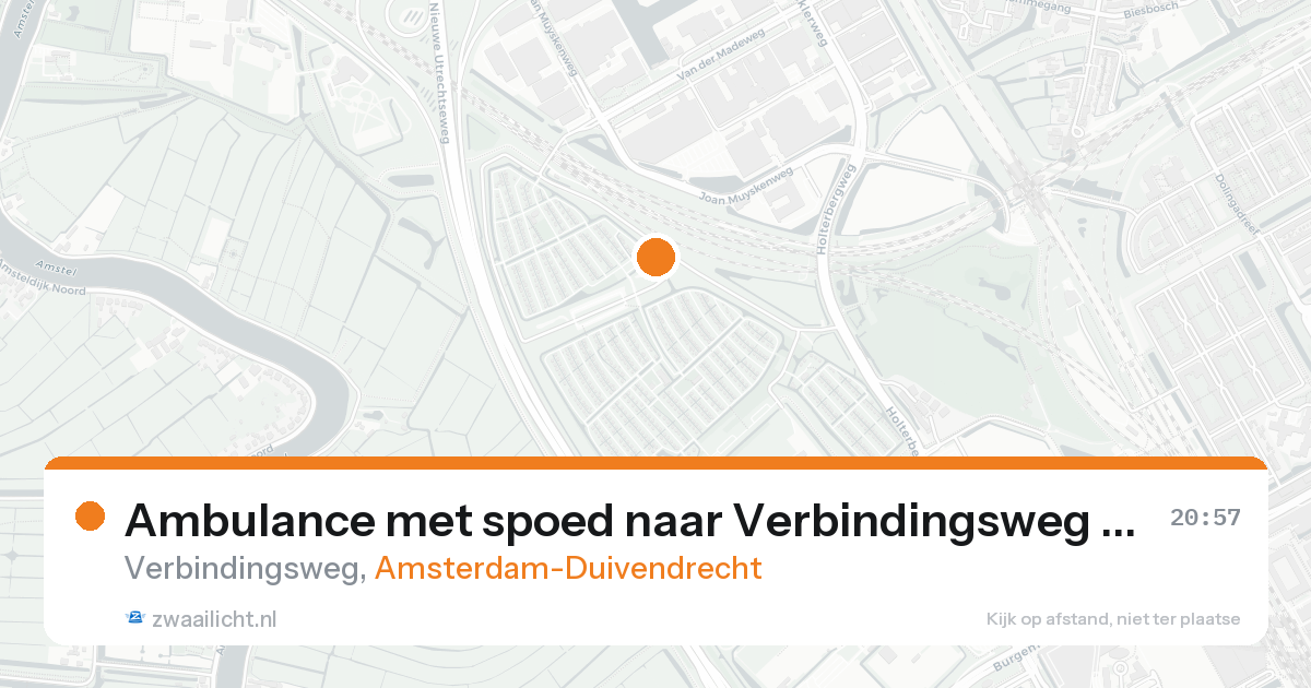 Ambulance met spoed naar Verbindingsweg in Amsterdam-Duivendrecht — 20 aug 2026