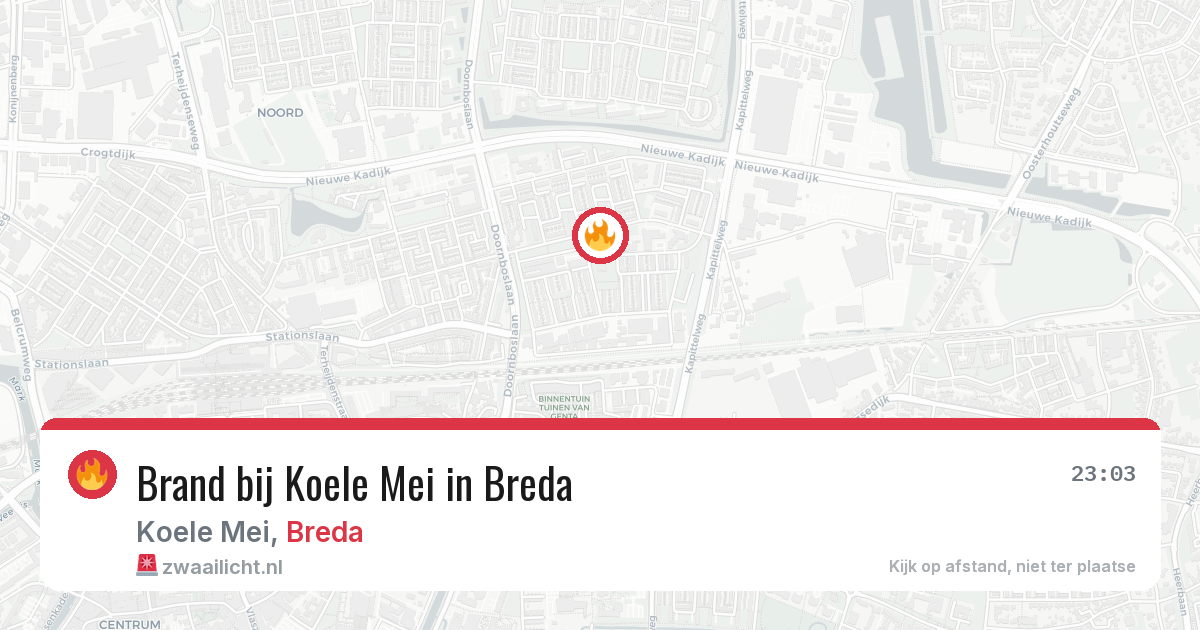Brand bij Koele Mei in Breda — 9 jun 2026