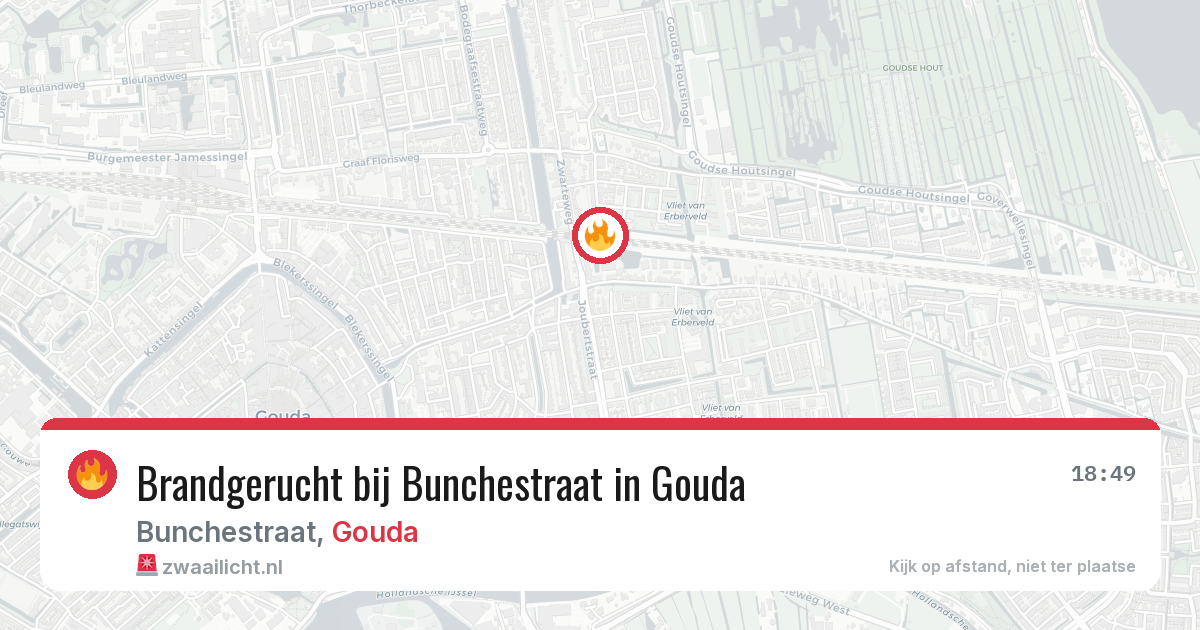 Brandgerucht bij Bunchestraat in Gouda — 26 mei 2026