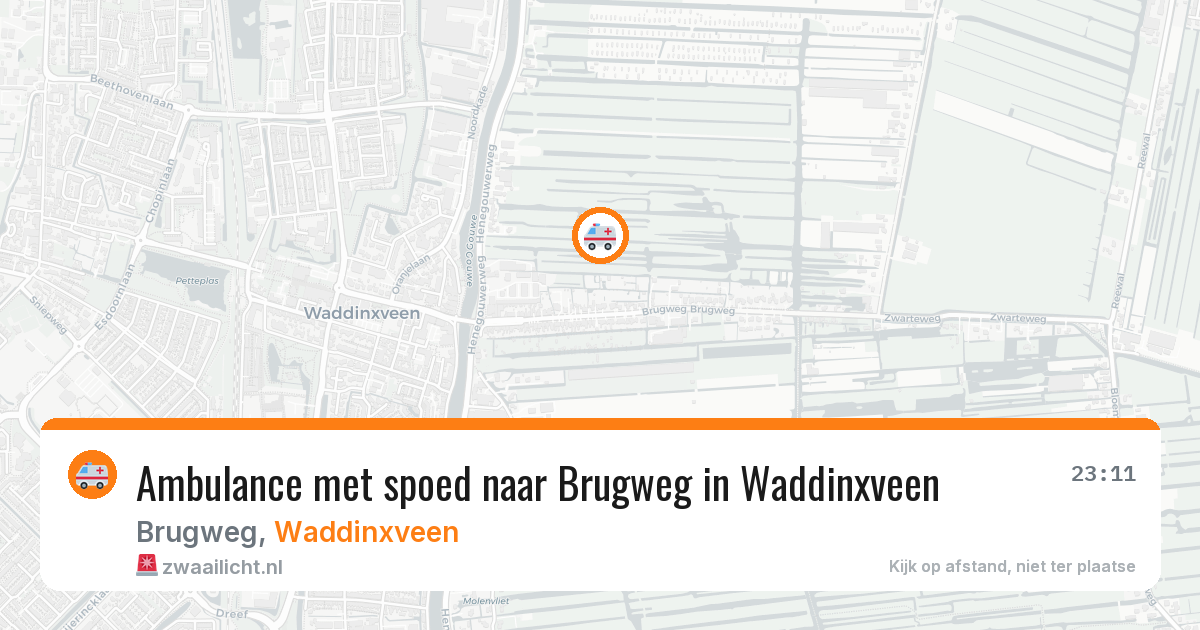 Ambulance met spoed naar Brugweg in Waddinxveen — 6 jun 2026