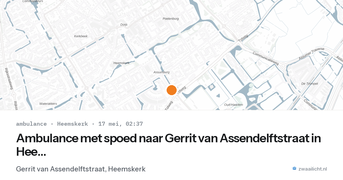 Ambulance met spoed naar Gerrit van Assendelftstraat in Heemskerk — 17 mei 2026