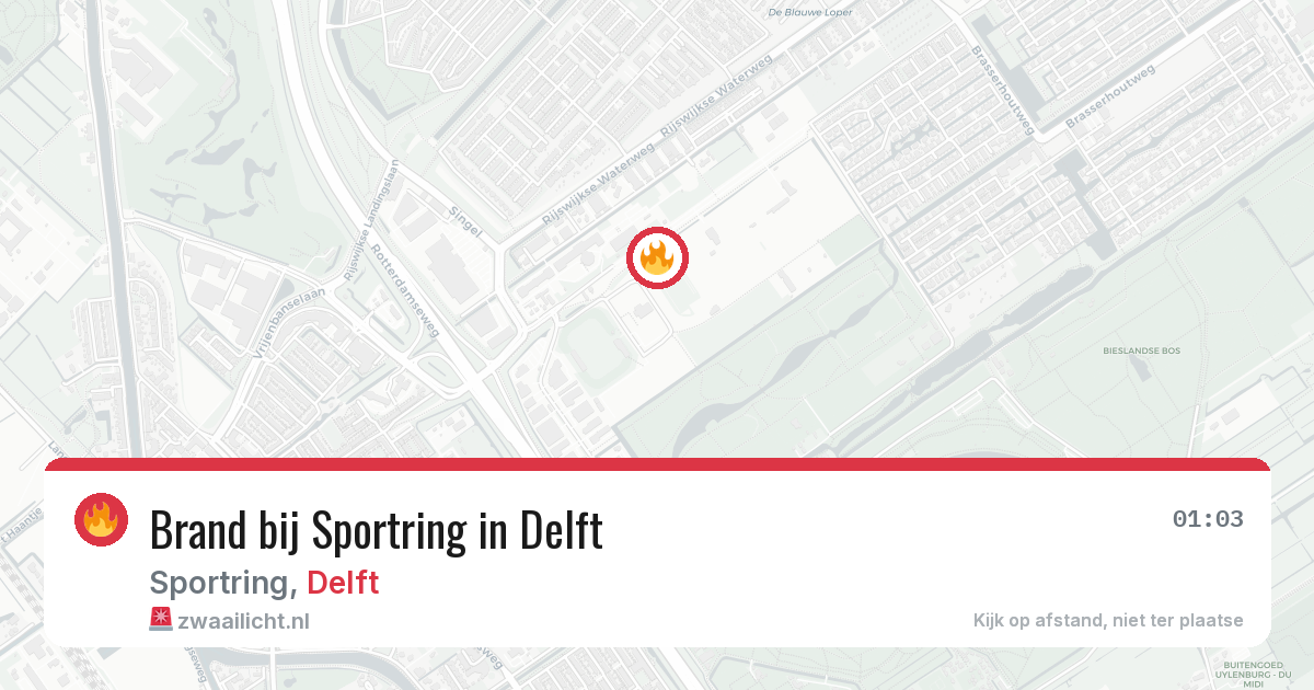 Brand bij Sportring in Delft — 23 mei 2026