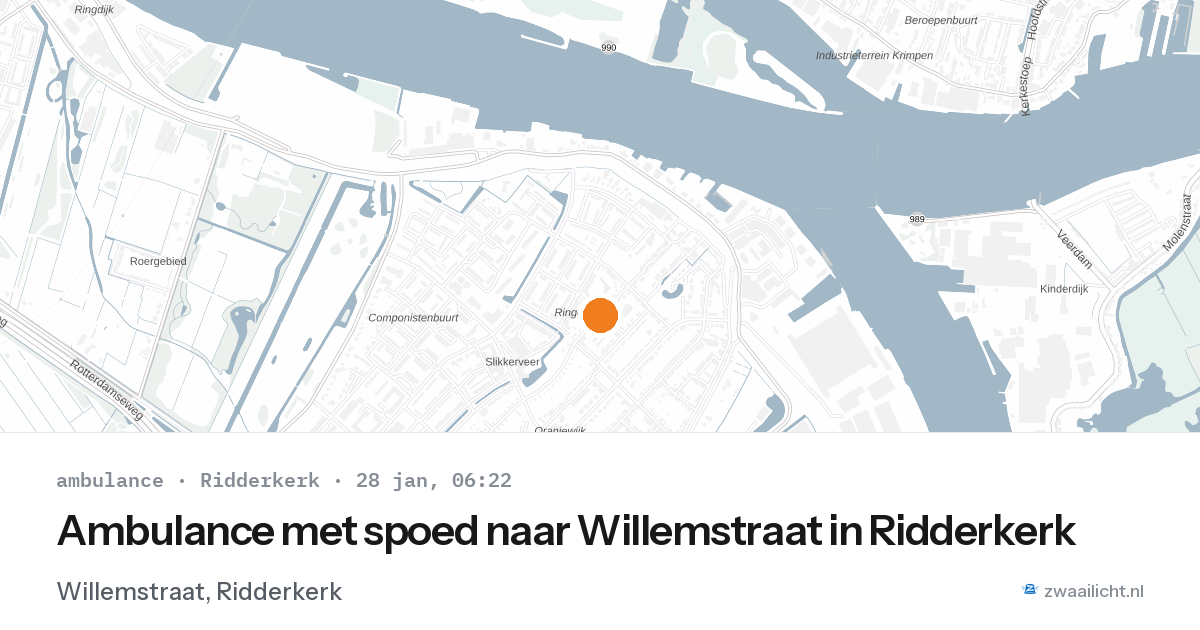 Ambulance met spoed naar Willemstraat in Ridderkerk — 28 jan 2026