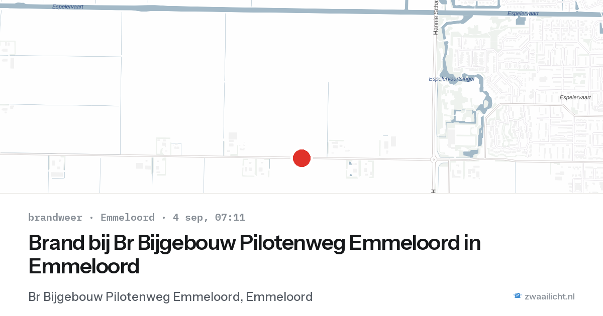 Brand bij Br Bijgebouw Pilotenweg Emmeloord in Emmeloord — 4 sep 2026