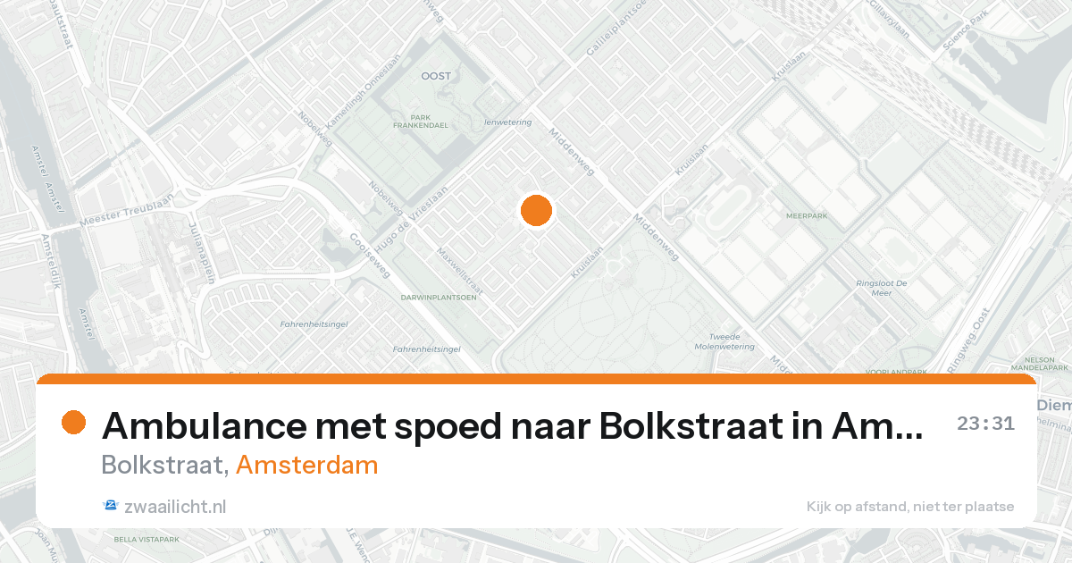 Ambulance met spoed naar Bolkstraat in Amsterdam — 16 aug 2026