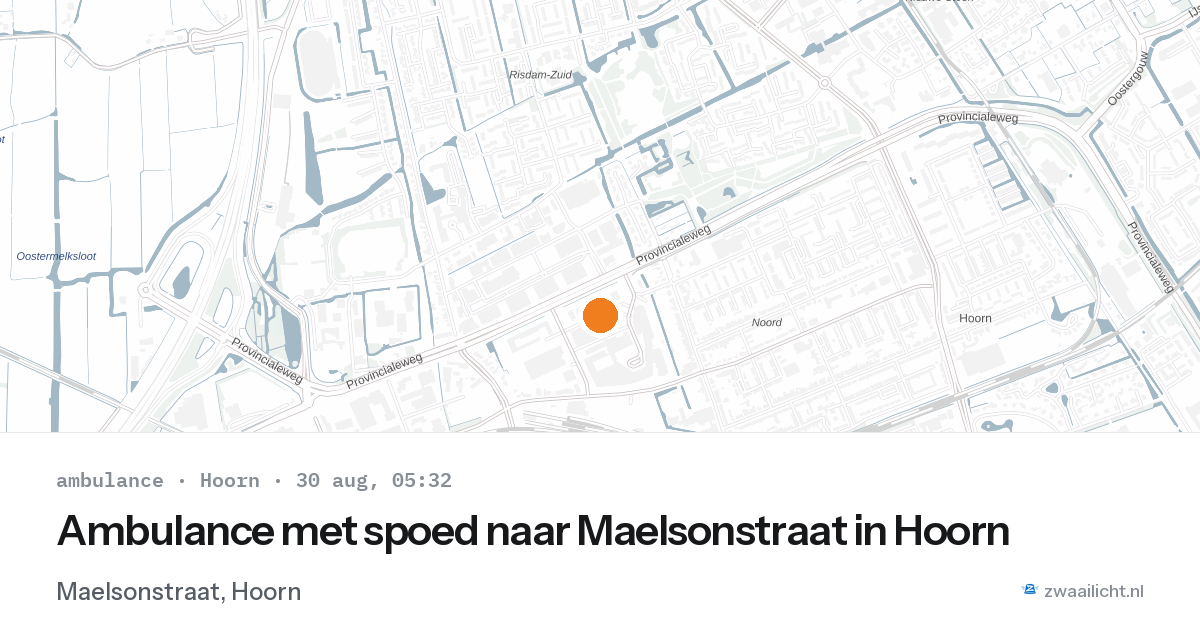Ambulance met spoed naar Maelsonstraat in Hoorn — 30 aug 2026