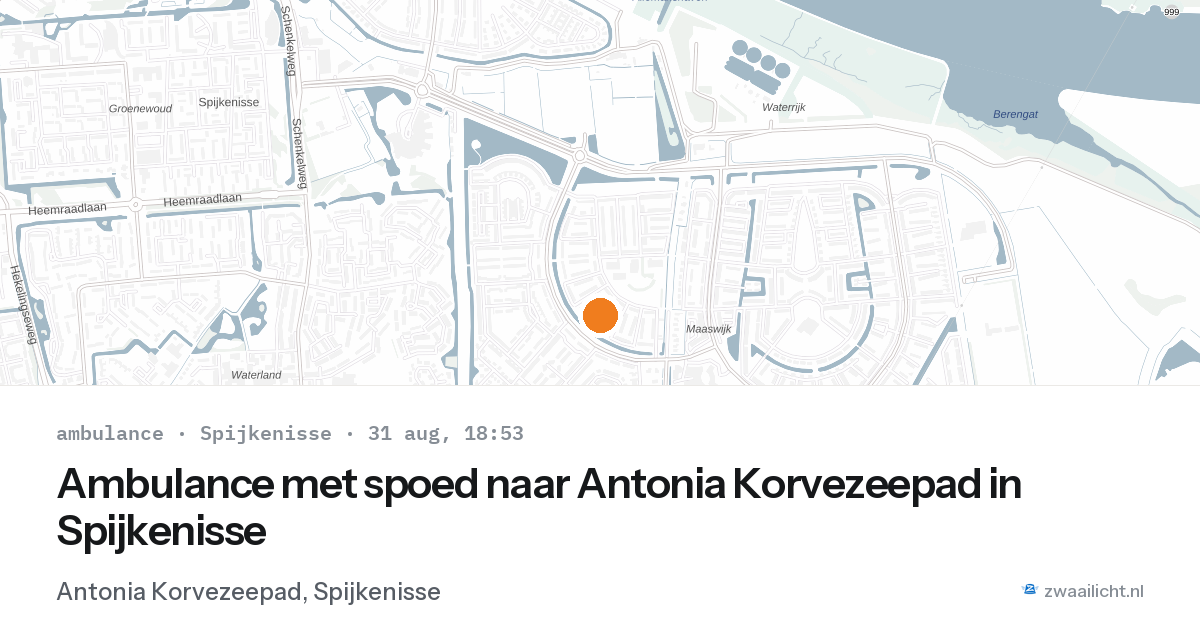 Ambulance met spoed naar Antonia Korvezeepad in Spijkenisse — 31 aug 2026