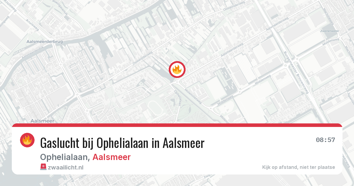 Gaslucht bij Ophelialaan in Aalsmeer — 8 jun 2026