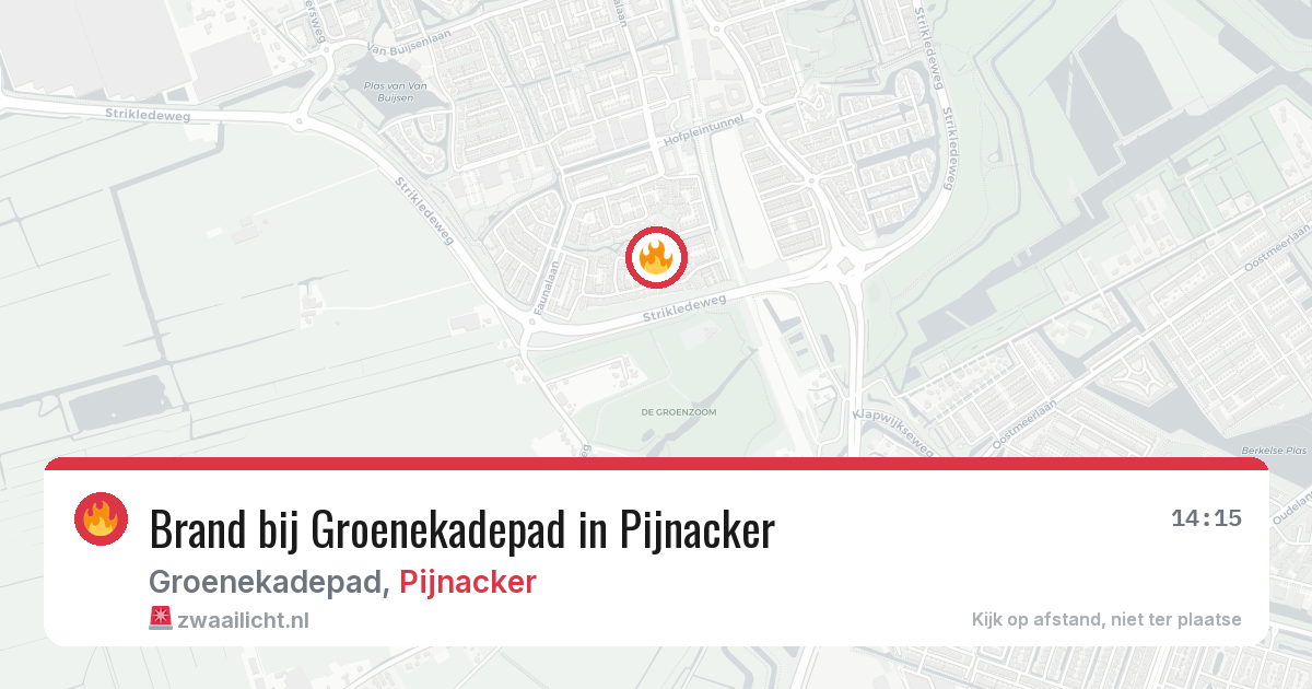 Brand bij Groenekadepad in Pijnacker — 14 aug 2026
