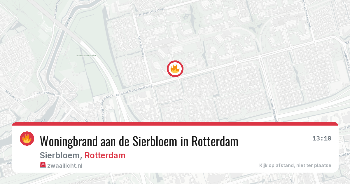 Woningbrand aan de Sierbloem in Rotterdam — 30 jul 2026
