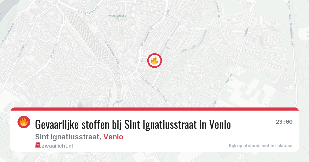 Gevaarlijke stoffen bij Sint Ignatiusstraat in Venlo — 16 mei 2026