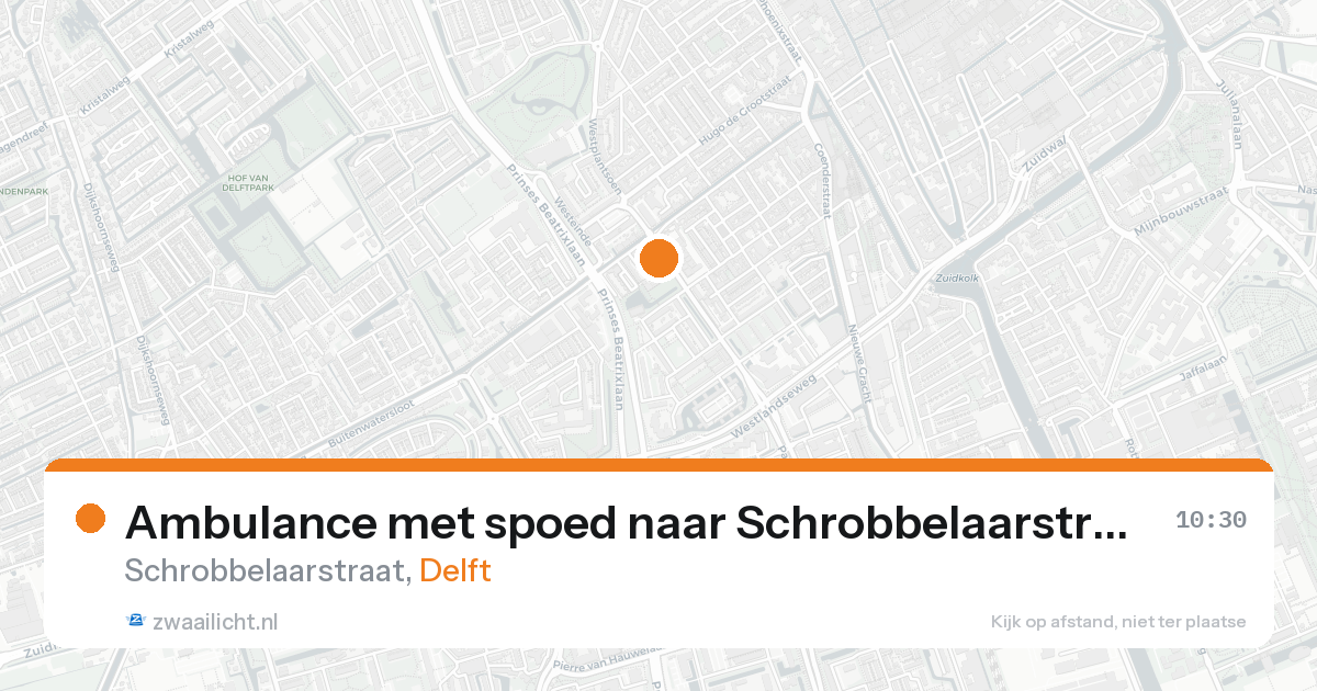 Ambulance met spoed naar Schrobbelaarstraat in Delft — 19 aug 2026