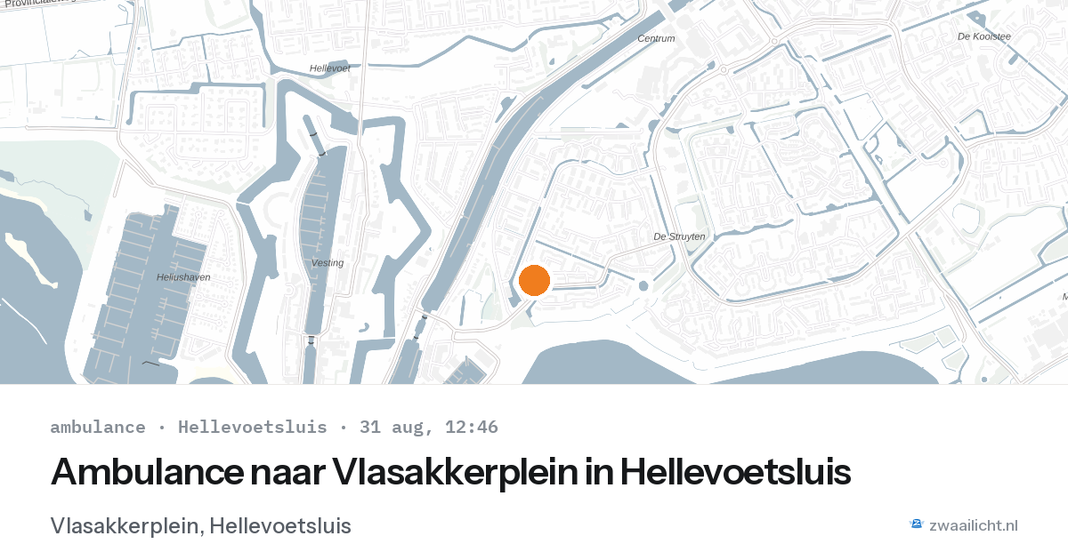 Ambulance naar Vlasakkerplein in Hellevoetsluis — 31 aug 2026