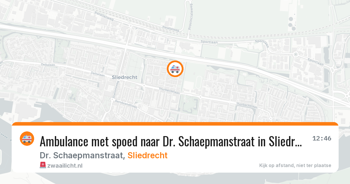 Ambulance met spoed naar Dr. Schaepmanstraat in Sliedrecht — 10 aug 2026
