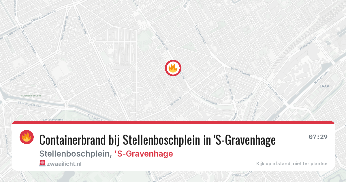 Containerbrand bij Stellenboschplein in 'S-Gravenhage — 10 aug 2026
