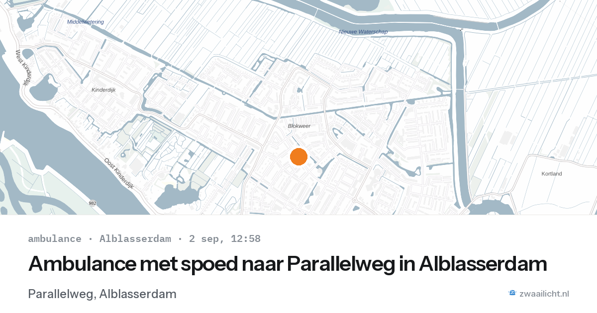 Ambulance met spoed naar Parallelweg in Alblasserdam — 2 sep 2026