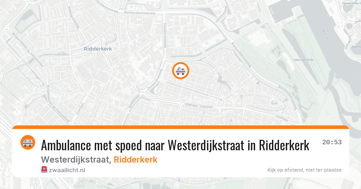 Ambulance met spoed naar Westerdijkstraat in Ridderkerk — 10 aug 2026
