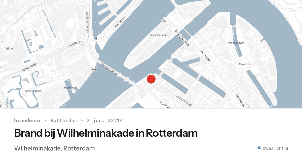 Brand bij Wilhelminakade in Rotterdam — 2 jun 2026