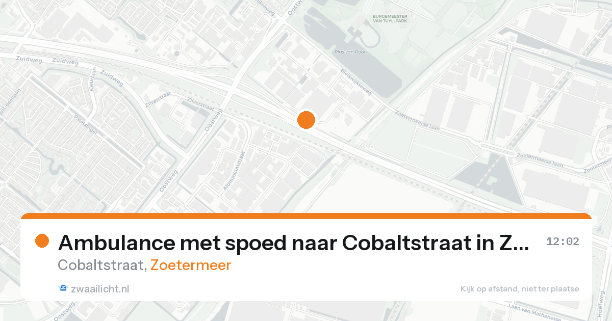 Ambulance met spoed naar Cobaltstraat in Zoetermeer — 24 aug 2026