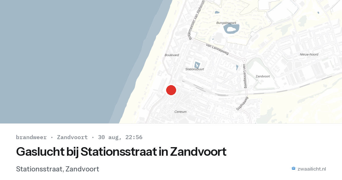 Gaslucht bij Stationsstraat in Zandvoort — 30 aug 2026