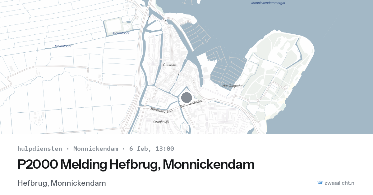 P2000 Melding Hefbrug, Monnickendam — 6 feb 2026