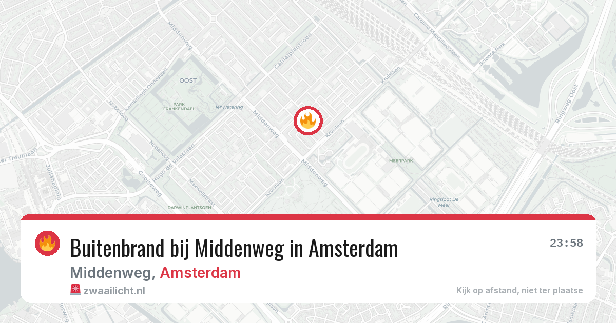 Buitenbrand bij Middenweg in Amsterdam — 13 aug 2026