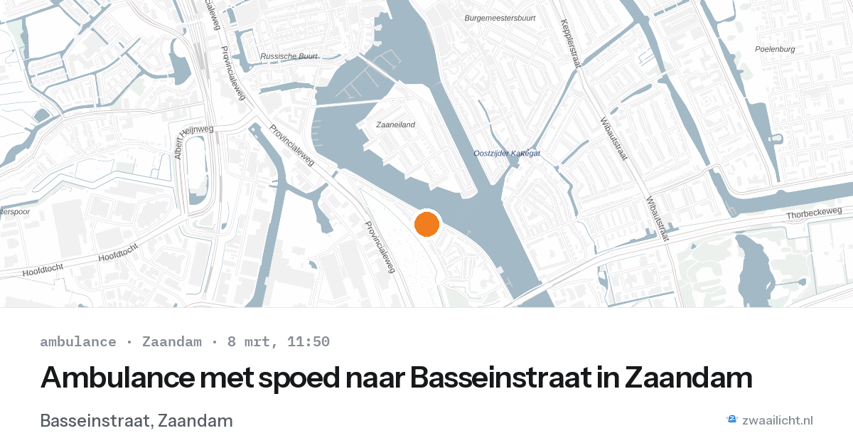 Ambulance met spoed naar Basseinstraat in Zaandam — 8 mrt 2026