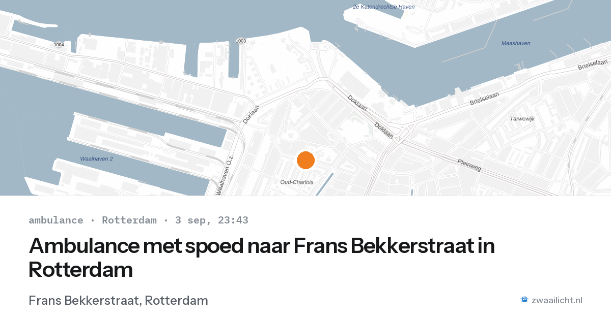 Ambulance met spoed naar Frans Bekkerstraat in Rotterdam — 3 sep 2026
