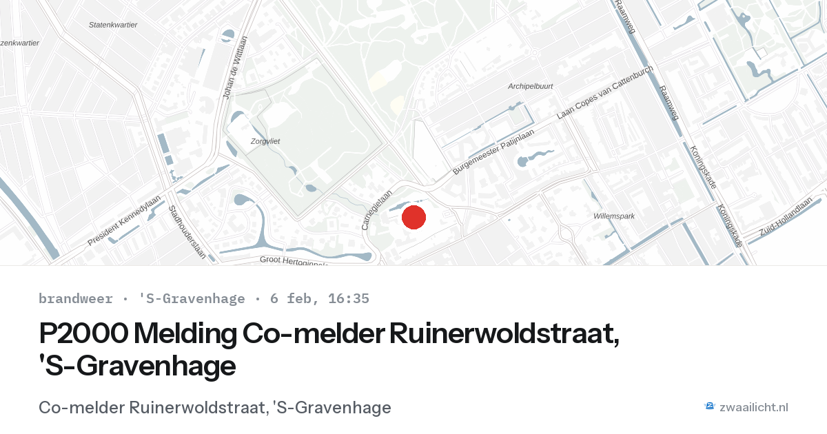P2000 Melding Co-melder Ruinerwoldstraat, 'S-Gravenhage — 6 feb 2026