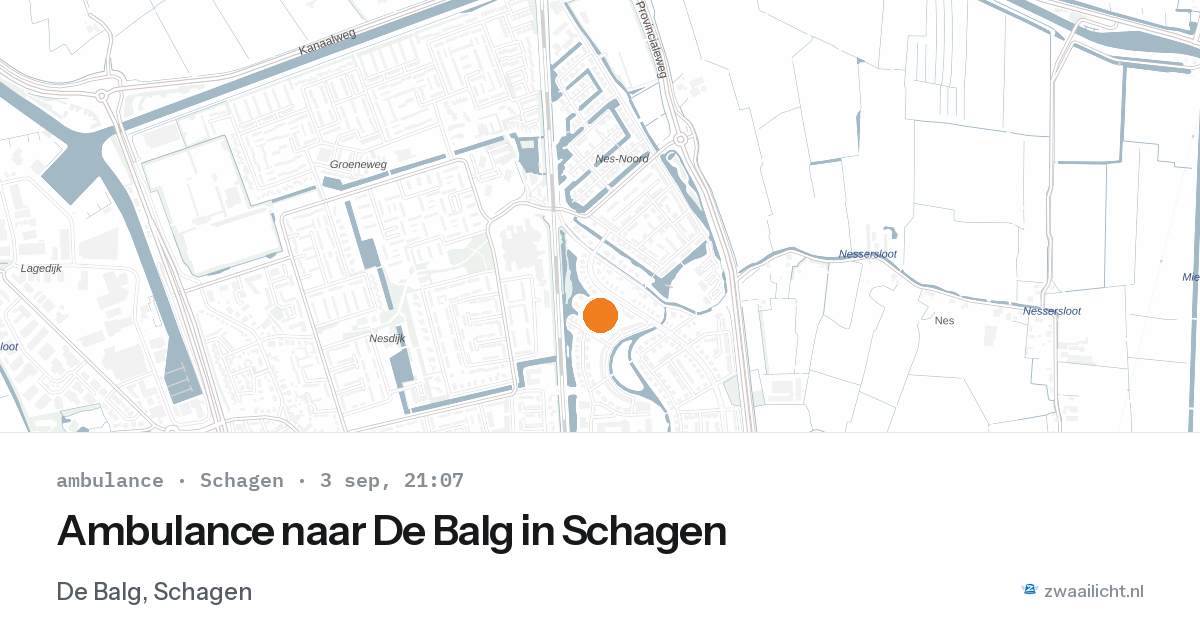Ambulance naar De Balg in Schagen — 3 sep 2026
