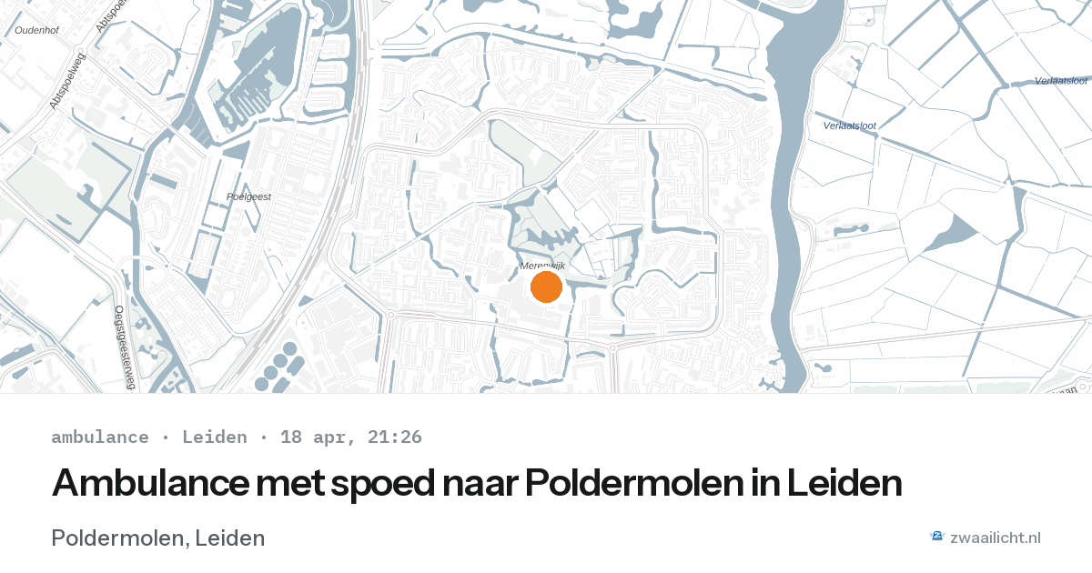 Ambulance met spoed naar Poldermolen in Leiden — 18 apr 2026