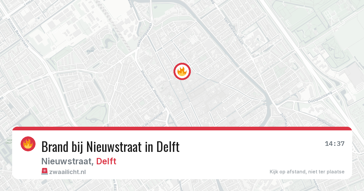 Brand bij Nieuwstraat in Delft — 13 jul 2026
