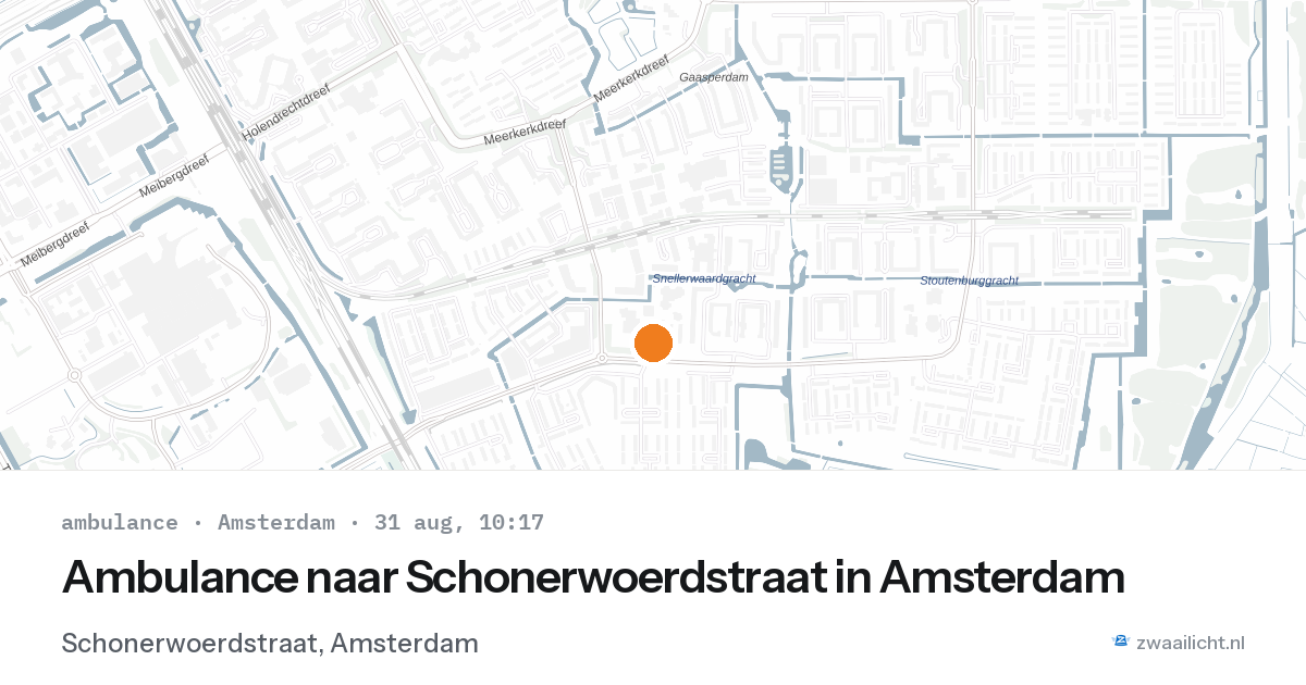 Ambulance naar Schonerwoerdstraat in Amsterdam — 31 aug 2026