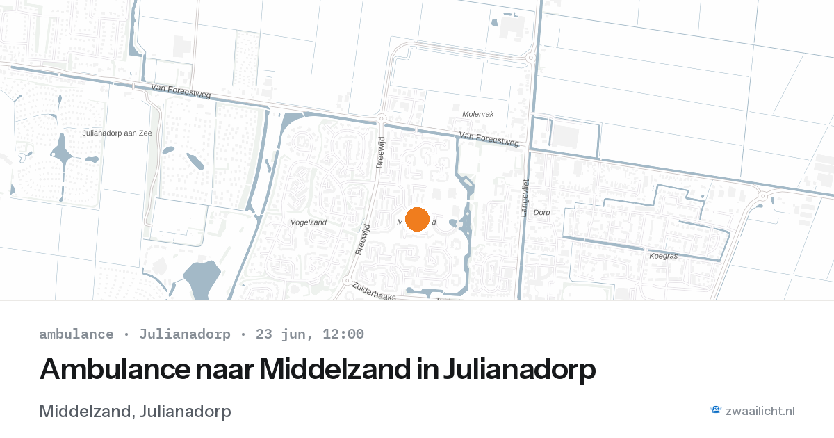 Ambulance naar Middelzand in Julianadorp — 23 jun 2026