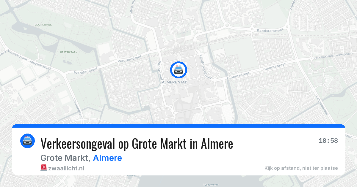 Verkeersongeval op Grote Markt in Almere — 25 mei 2026