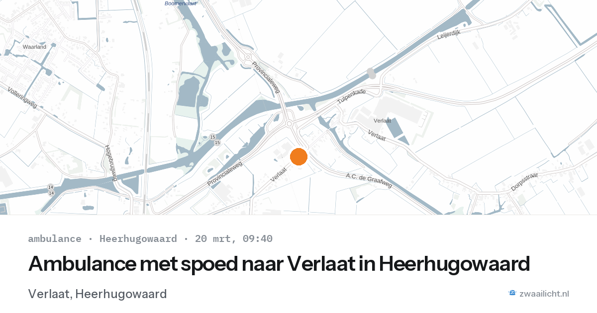 Ambulance met spoed naar Verlaat in Heerhugowaard — 20 mrt 2026