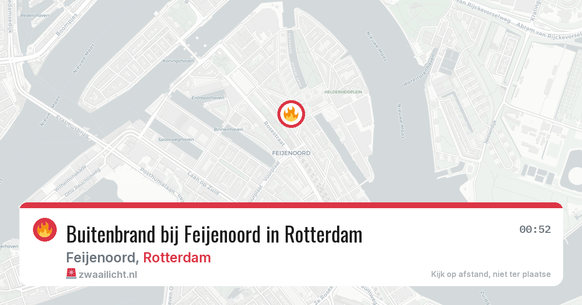 Buitenbrand bij Feijenoord in Rotterdam — 22 mrt 2026