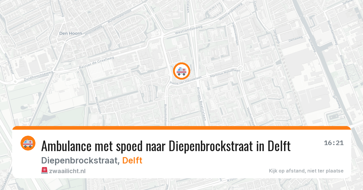 Ambulance met spoed naar Diepenbrockstraat in Delft — 13 aug 2026