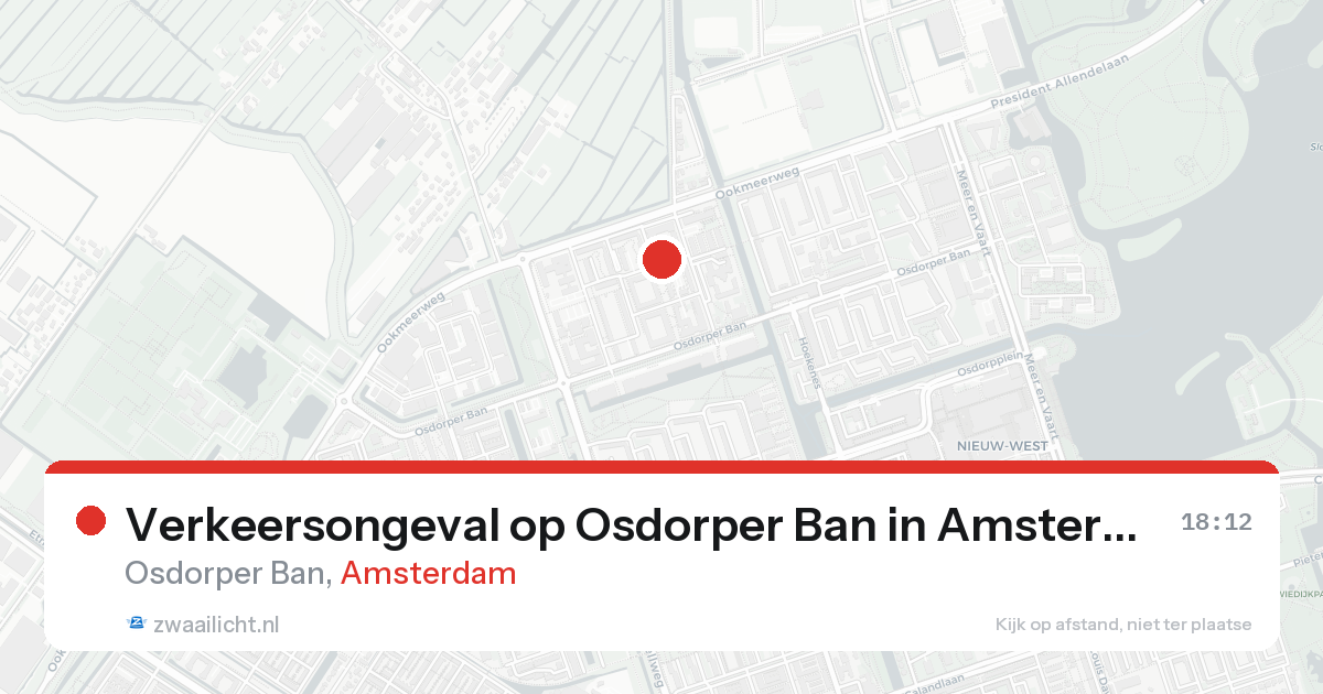 Verkeersongeval op Osdorper Ban in Amsterdam — 16 aug 2026