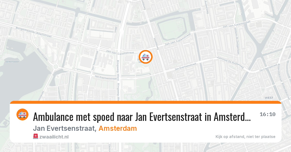 Ambulance met spoed naar Jan Evertsenstraat in Amsterdam — 10 aug 2026