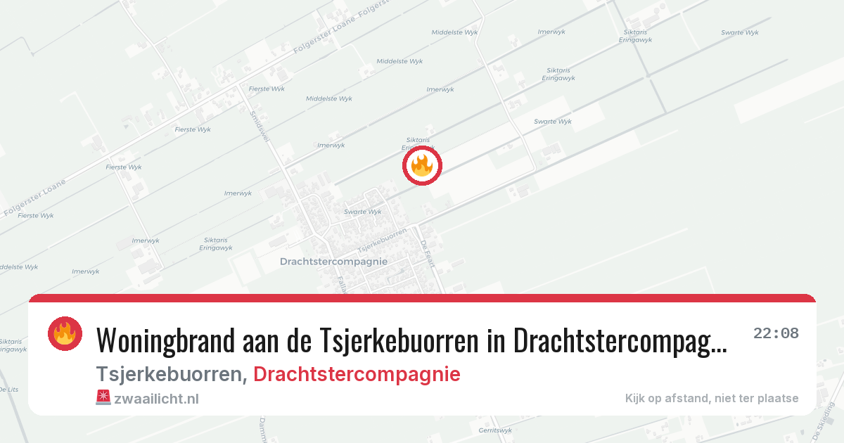 Woningbrand aan de Tsjerkebuorren in Drachtstercompagnie — 27 jun 2026