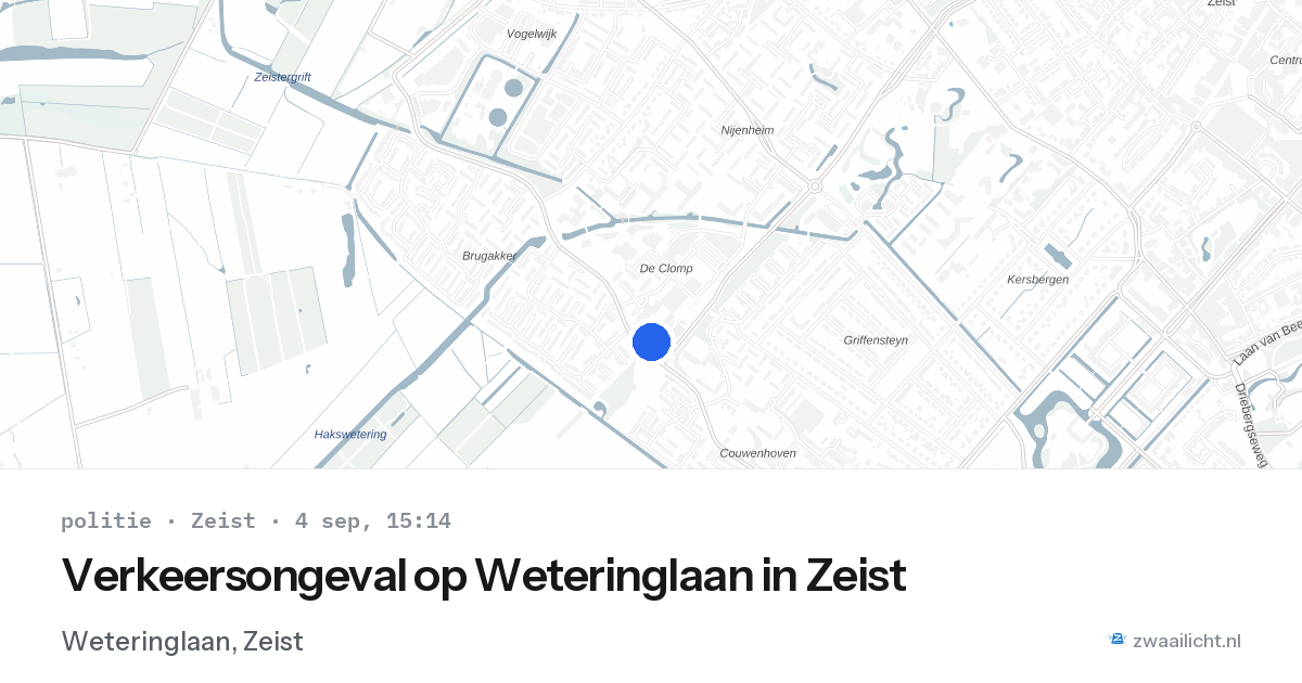 Verkeersongeval op Weteringlaan in Zeist — 4 sep 2026