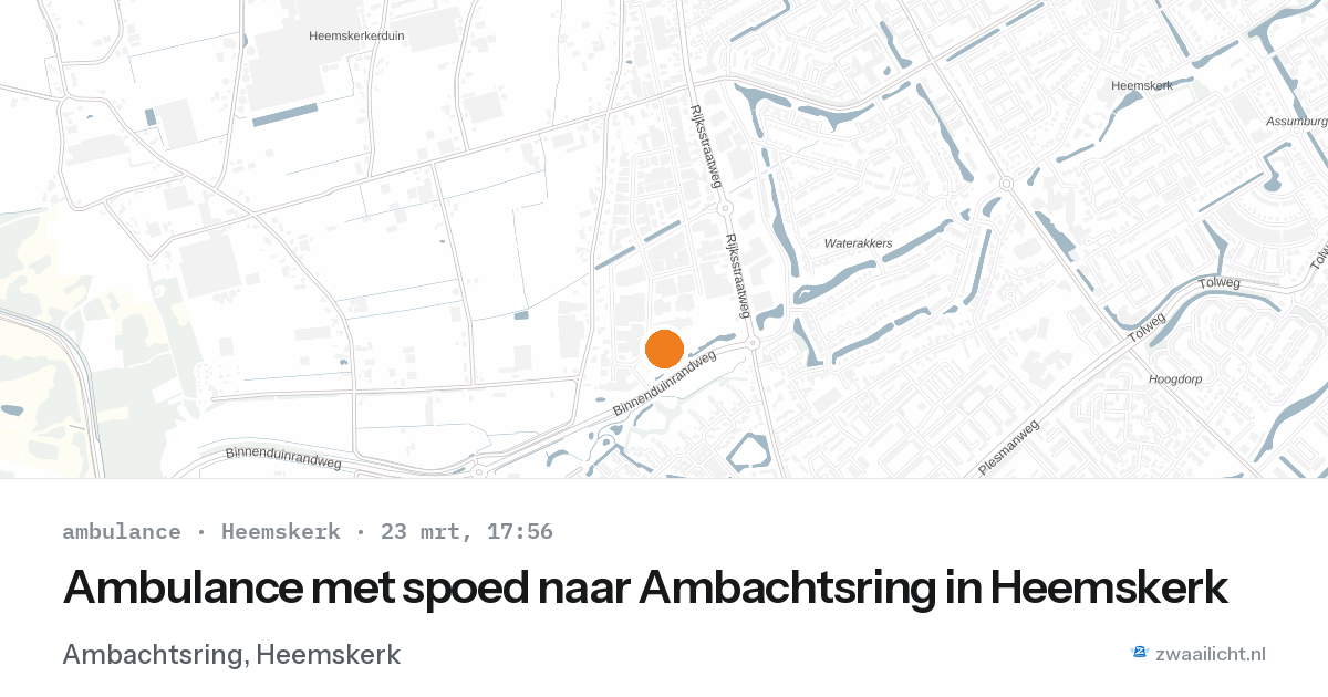 Ambulance met spoed naar Ambachtsring in Heemskerk — 23 mrt 2026