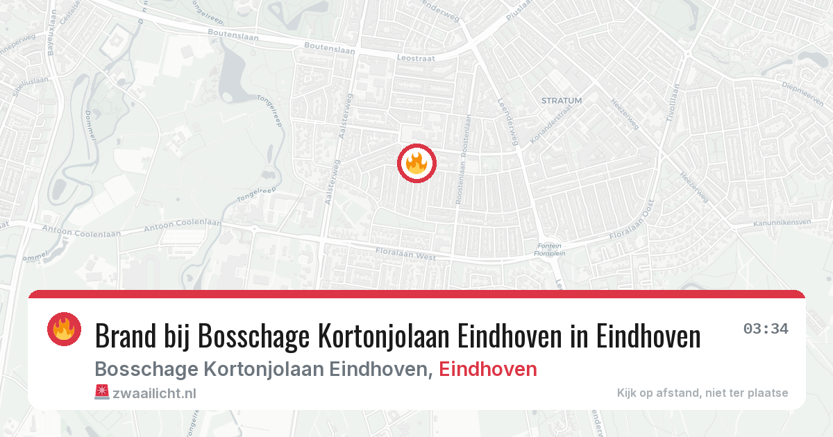 Brand bij Bosschage Kortonjolaan Eindhoven in Eindhoven — 10 aug 2026