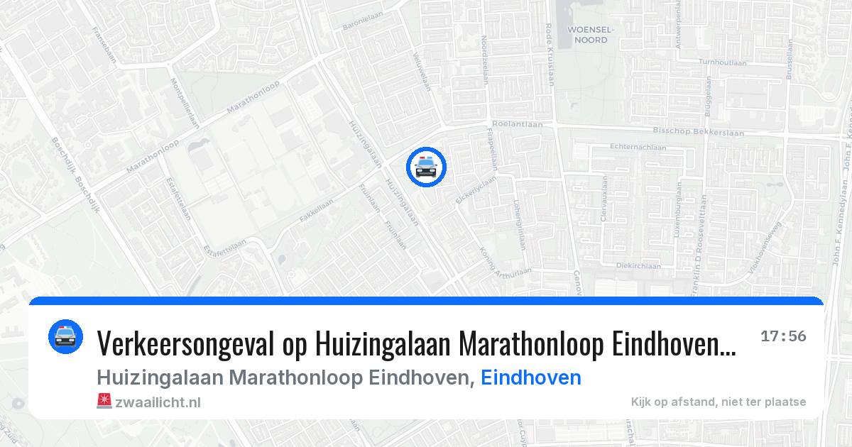 Verkeersongeval op Huizingalaan Marathonloop Eindhoven in Eindhoven — 1 apr 2026