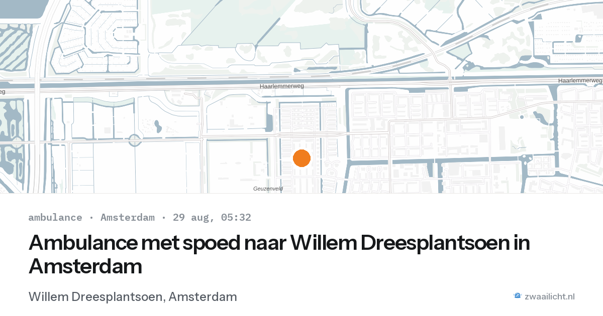 Ambulance met spoed naar Willem Dreesplantsoen in Amsterdam — 29 aug 2026