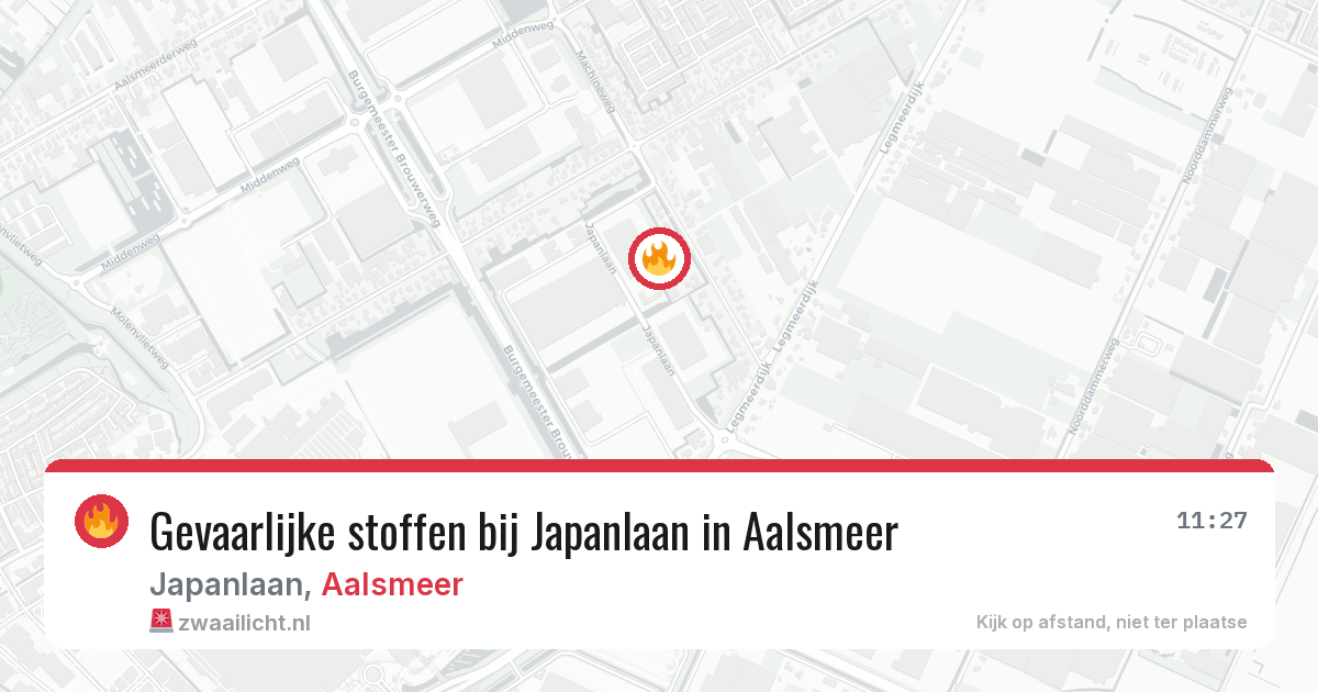 Gevaarlijke stoffen bij Japanlaan in Aalsmeer — 29 jun 2026
