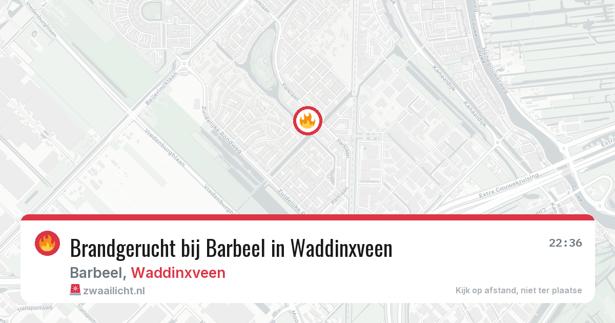 Brandgerucht bij Barbeel in Waddinxveen — 27 jun 2026