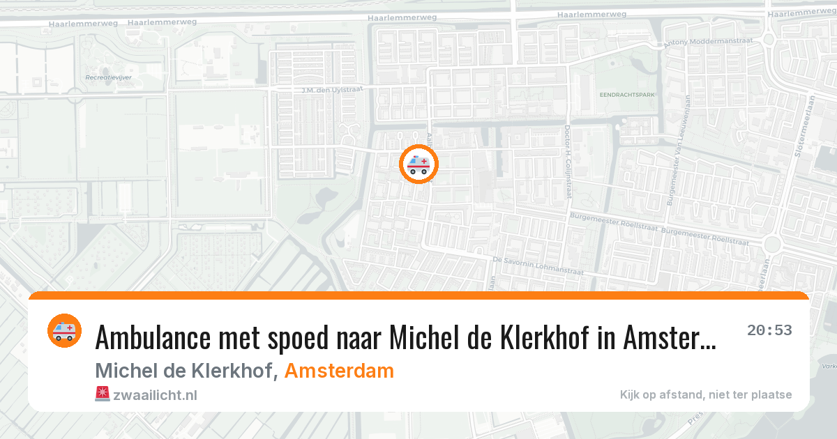 Ambulance met spoed naar Michel de Klerkhof in Amsterdam — 27 jun 2026